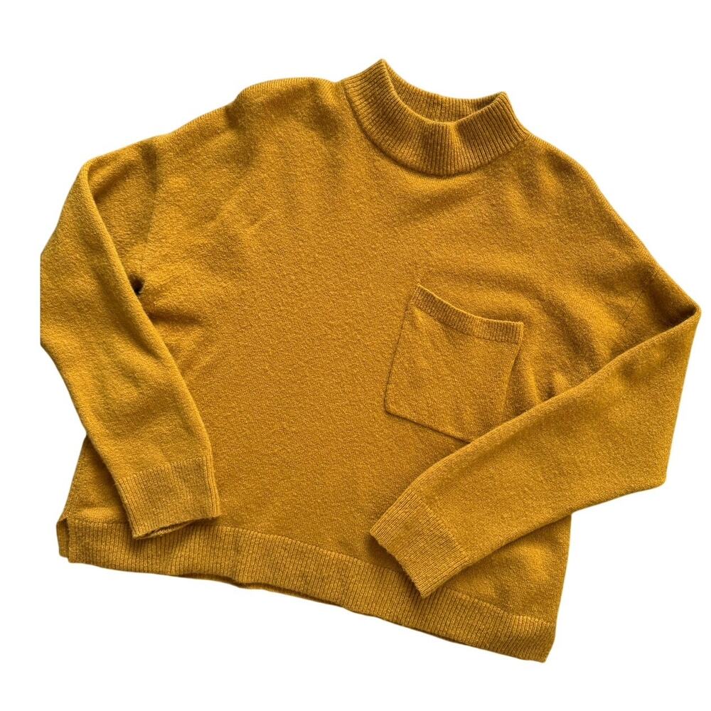 Madewell Mustard Yellow Wool Blend Crewneck Pocket Sweater Women’s Large